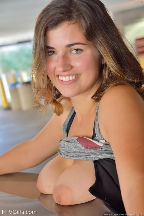 Curly Brunette Flaunts Her Big Tits in a Bikini at Outdoor Gym – photo 20 of 20