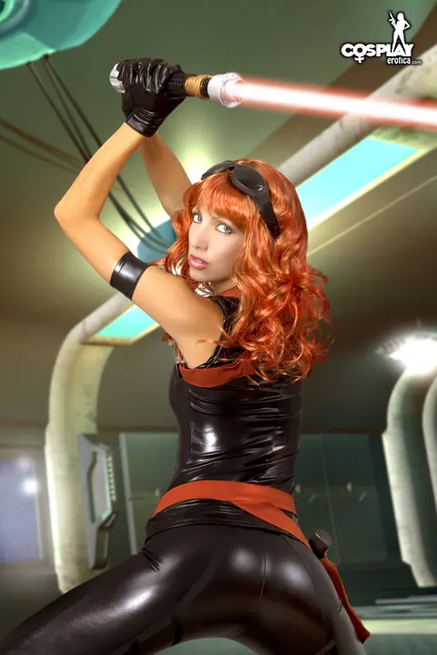 Angela Blanche: PAWG Redhead in Latex Costume Strips Nude – photo 7 of 12