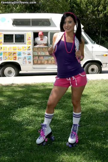 Tattooed Brunette in Shorts and Socks Takes Anal in a Public Vehicle