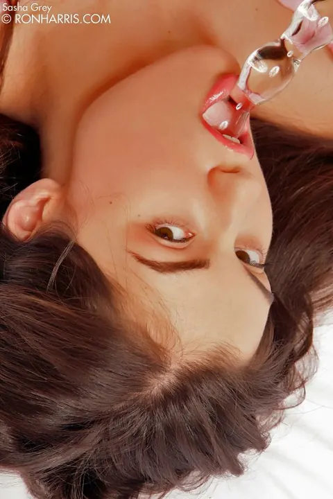 Sasha Grey: Skinny Brunette Licks Dildo and Penetrates Her Shaved Pussy – photo 13 of 15