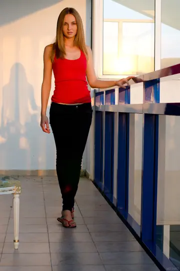 European PAWG Strips and Spreads Her Cheeks on the Balcony