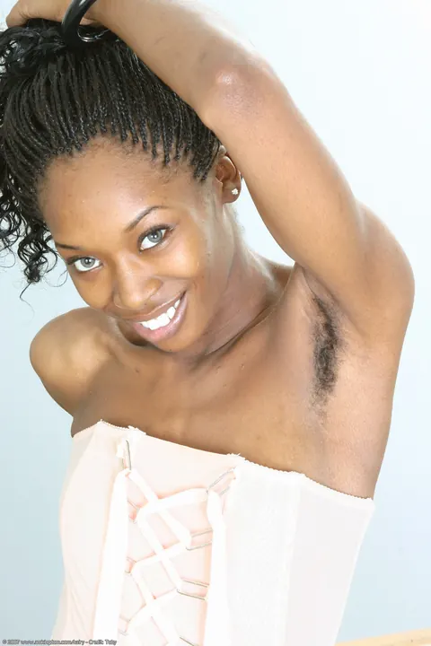 Slim Ebony Babe in Heels Spreads Her Hairy Pussy – photo 3 of 20