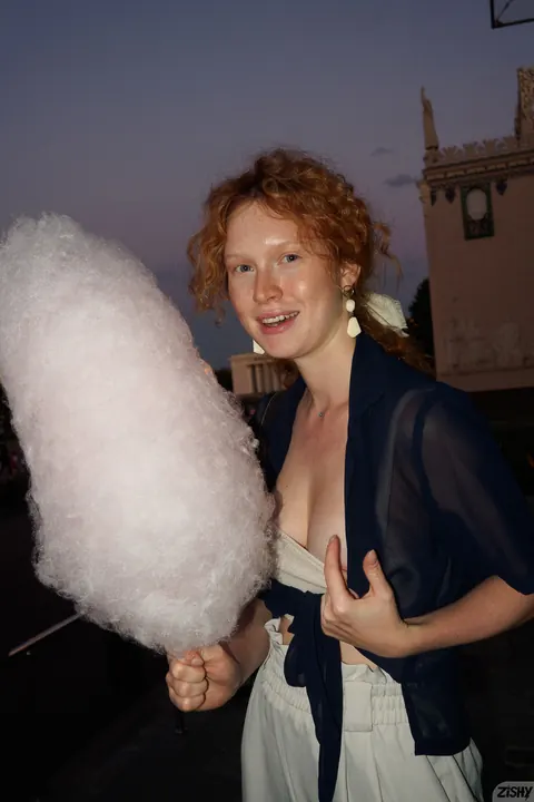 Arina Bik: Curly Redhead Flashes Her Natural Tits in Lingerie Outdoors – photo 4 of 12