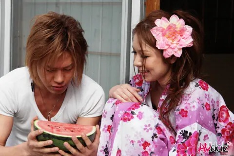 Kai Miharu: Redheaded Japanese Woman Sucks Cock Outdoors in Panties – photo 1 of 21