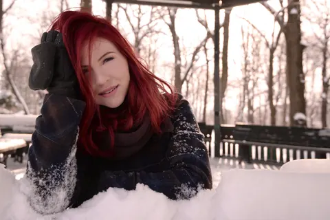 Redhead Strikes Poses Outdoors While Staying Clothed – photo 14 of 17