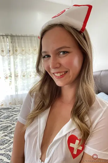 Stella Sedona – Thick Blonde in Nurse Costume and Heels Poses to Show Her Big Ass