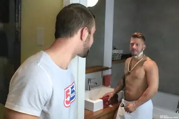 Brunette Guy Deepthroats Stud and Takes a Dildo