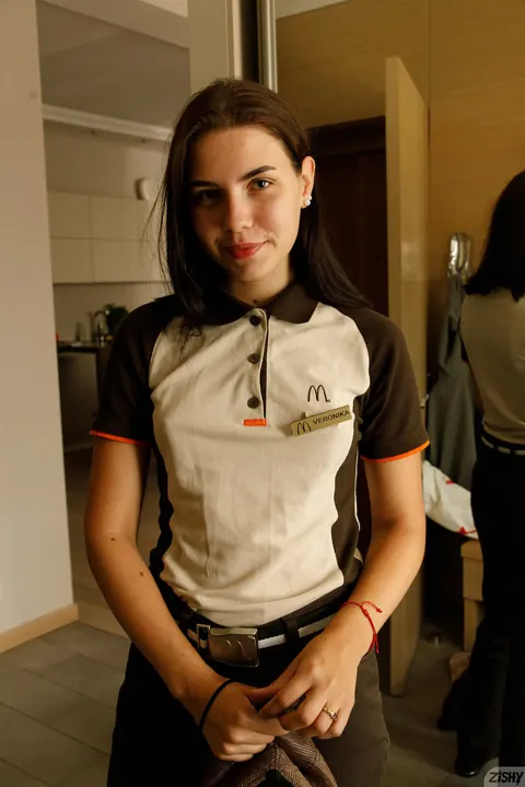 Zhenya Mille: Amateur Brunette Strips Out of Her Work Clothes – photo 1 of 12