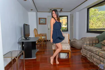 Tatty Rios – Thick Latina with Big Tits Strips Off Her Lingerie and Fingers Her Pussy