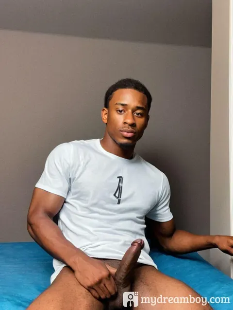 AI-Generated Ebony Man Shows His Huge Cock Nude – photo 12 of 15