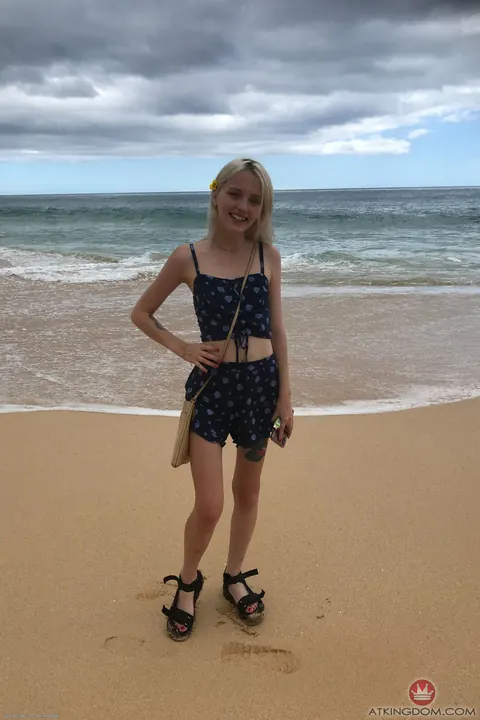 Kate Bloom: Tattooed Skinny Blonde Strips Out of Her Shorts Outdoors – photo 5 of 21