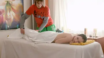 Slim Russian Brunette with Big Natural Tits Fucks Her Masseur