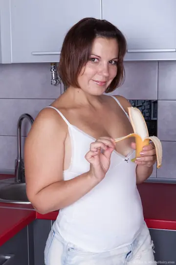 Brunette PAWG in Shorts Spreads Her Hairy Pussy