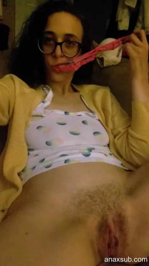 Hairy Brunette in Glasses Spreads Her Pussy – photo 12 of 15