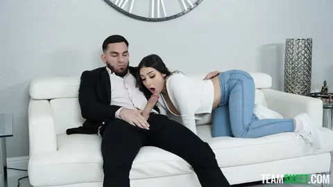 Violet Gems: Hairy Latina Fucks on the Sofa and Sucks Cock in the Kitchen – photo 6 of 21
