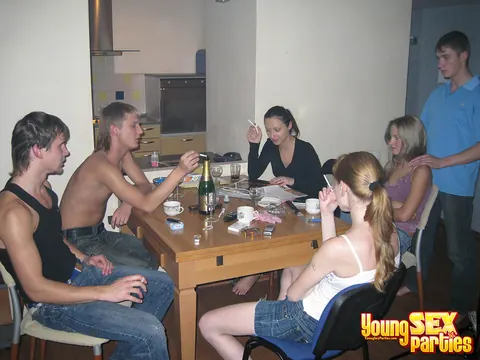 Ginger Nadin & Lukava: Skinny Redhead in Jeans Gives a Handjob in a Group – photo 1 of 16