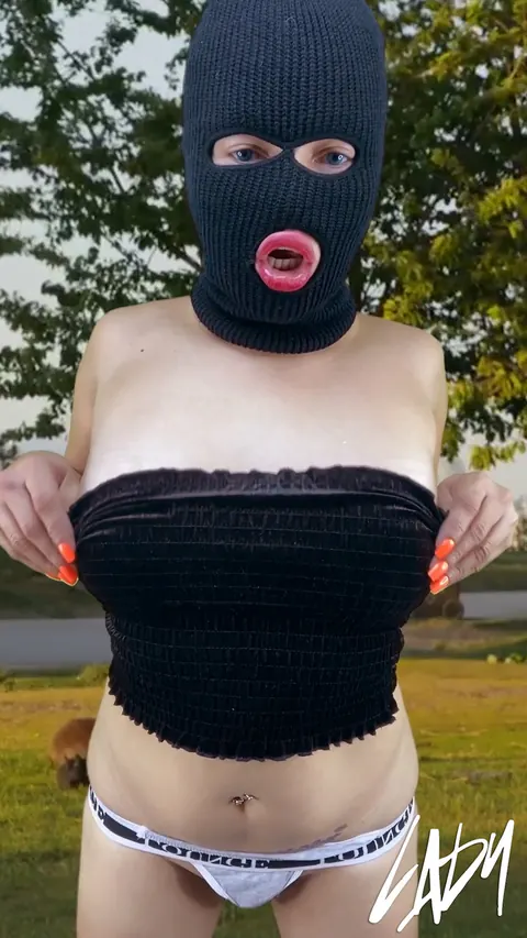 Busty Trans Woman Stands Nude Outdoors and Strokes Her Cock – photo 8 of 15