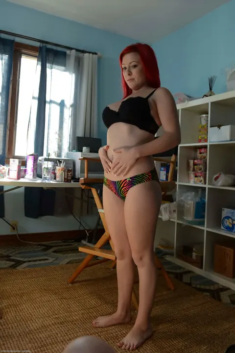 Lady Monroe: Petite Redhead in Lingerie Shows Her Big Tits and Tattoos – photo 12 of 21