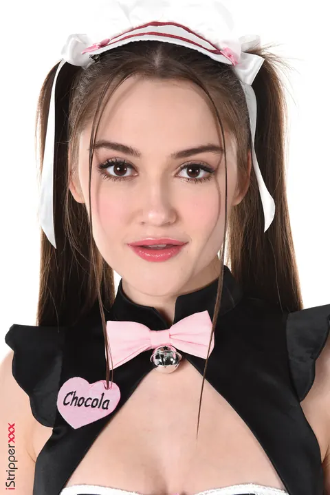 Sonya Blaze: Busty Brunette in French Maid Costume Teases and Uses a Dildo – photo 5 of 15