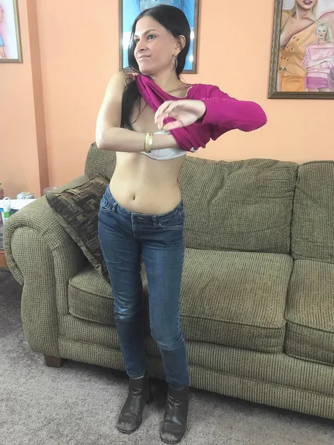 Petite Indian MILF Strips Out of Her Jeans and Sucks Cock – photo 2 of 20