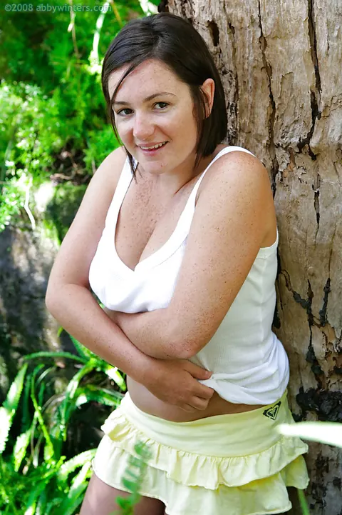 BBW with Big Natural Tits Shows Her Hairy Pussy Outdoors – photo 4 of 16