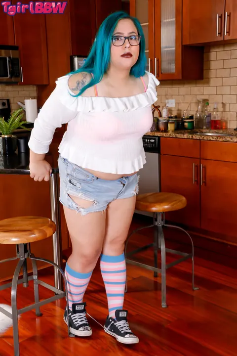 BBW Trans Woman Strips Out of Her Panties and Poses Nude – photo 1 of 16