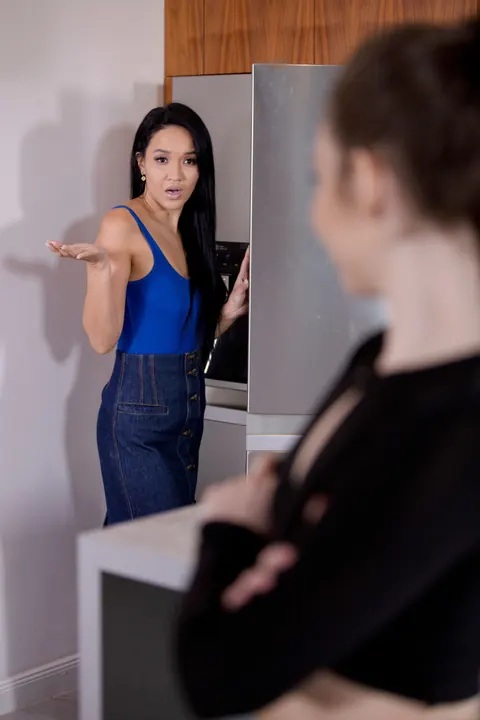 Asia Vargas: Two Asian Women Finger and Lick Each Other in the Kitchen – photo 1 of 21