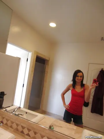 Thick Brunette Reveals Her Big Ass and Spreads Before Mirror