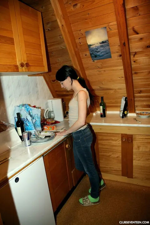 Sarah Lollypop: Petite Brunette Undresses and Fingers Her Pussy – photo 5 of 19
