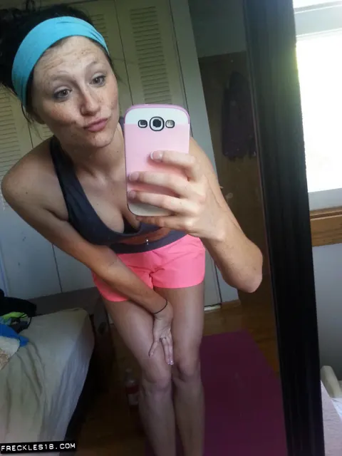 Busty Brunette Takes Mirror Selfie Pulling Shorts and Panties Aside – photo 2 of 12