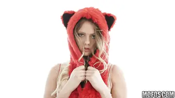 Blonde with Natural Tits and Tattoo Strips Nude and Opens Her Pussy