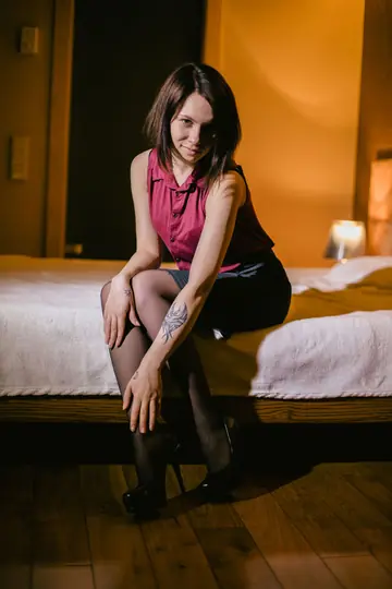 Alla B – Brunette Rips Open Her Pantyhose and Spreads in Panties