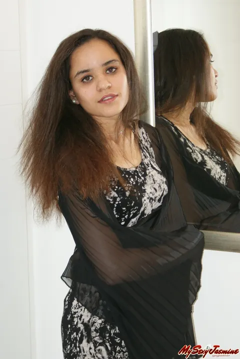 Jasmine Mathur: Indian Brunette Pulls Her Top Down and Strips to Her Panties – photo 2 of 12