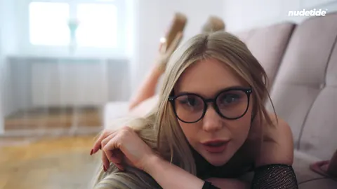 Tall Skinny Blonde in Glasses Poses in the Office – photo 7 of 16
