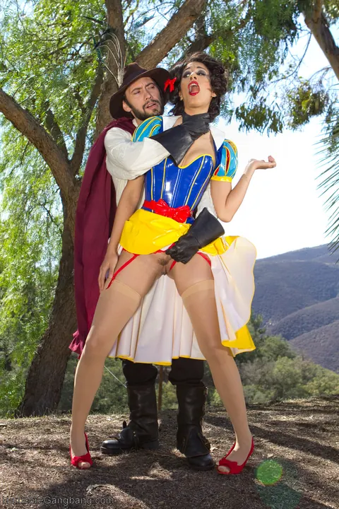 Lyla Storm: Brunette Latina in Costume and Glasses Takes Double Penetration Outdoors – photo 1 of 20