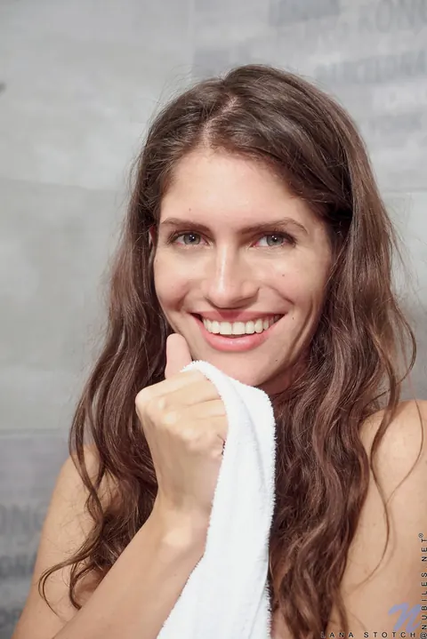 Lana Seymour: Brunette Fingers Her Pussy and Spreads Her Legs in the Bathroom – photo 16 of 17