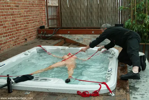Christina Carter: Busty Brunette MILF Tied Up in Heels and Skirt by the Jacuzzi – photo 10 of 20