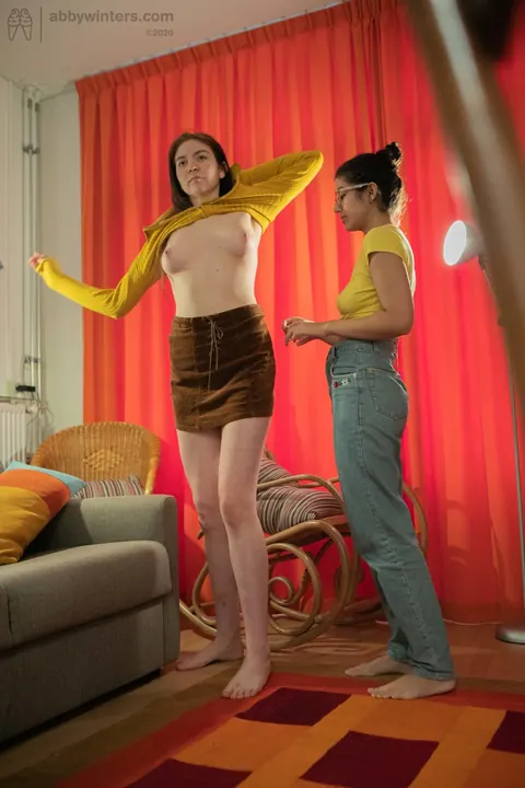 Luna Silver: Busty Australian and Asian Brunettes Undress and Kiss – photo 16 of 21