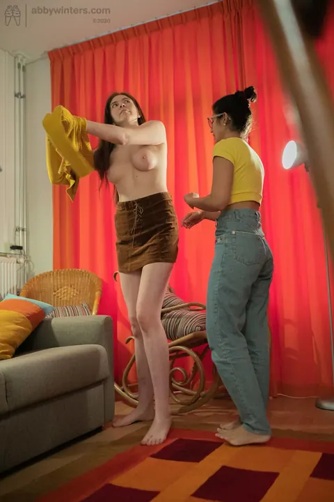 Luna Silver: Busty Australian and Asian Brunettes Undress and Kiss – photo 15 of 21