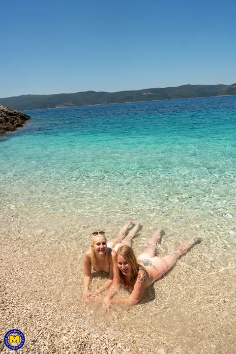 Mackenzie Page: Two Busty Blonde MILFs Strip Nude on the Beach – photo 18 of 20