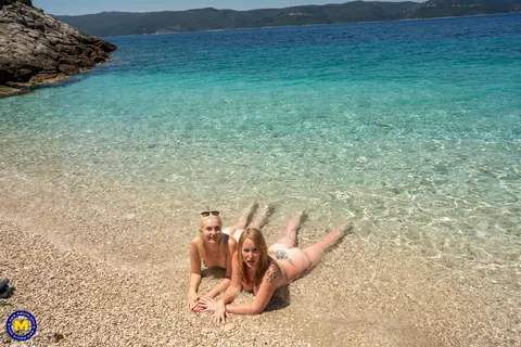 Mackenzie Page: Two Busty Blonde MILFs Strip Nude on the Beach – photo 17 of 20