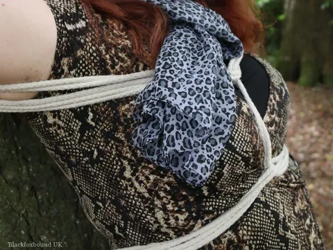 Redhead Bound to a Tree in a Forest Wearing a Skirt – photo 11 of 16