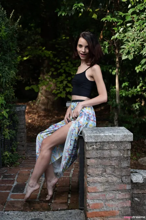 Ohana Petite: Skinny Woman Spreads Her Shaved Pussy Outdoors – photo 2 of 20