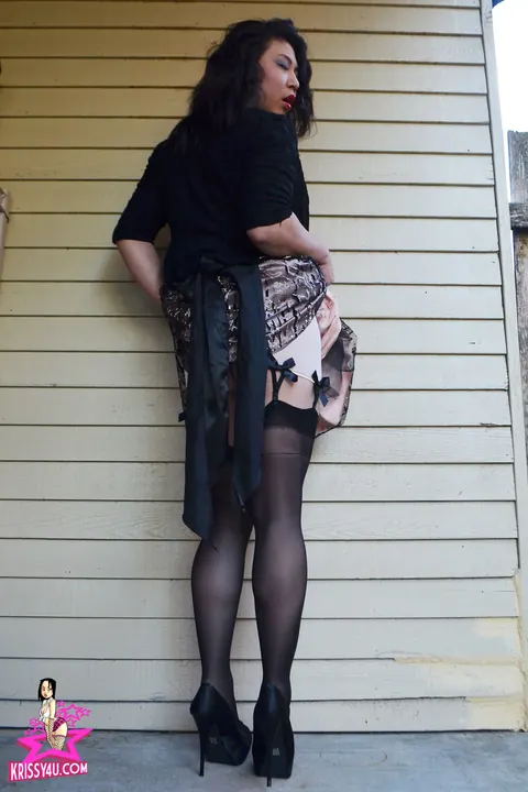 Curvy Asian Trans Woman Reveals Her Cock in a Skirt – photo 5 of 16