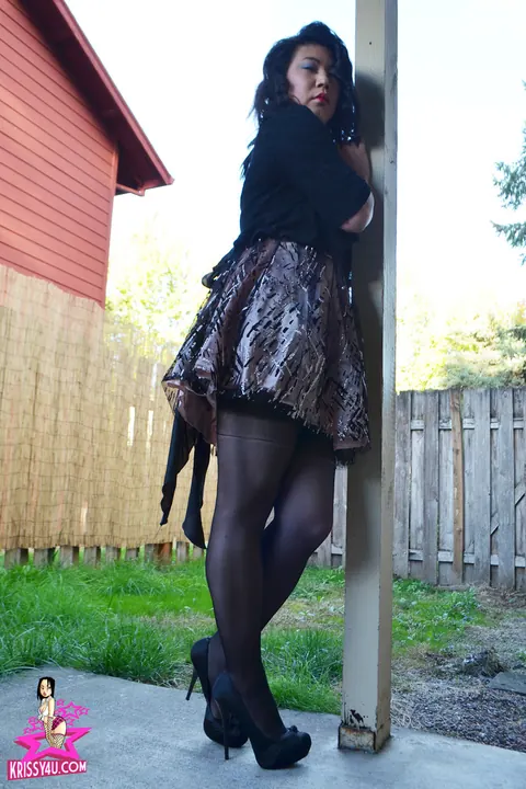 Curvy Asian Trans Woman Reveals Her Cock in a Skirt – photo 1 of 16