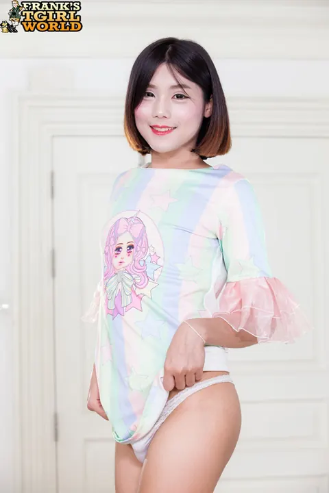Petite Trans Woman in Panties Poses and Reveals Her Cock – photo 1 of 15