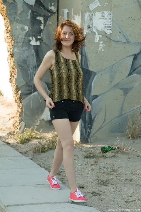 Busty Amateur Strips and Spreads Her Hairy Pussy Outdoors – photo 1 of 17