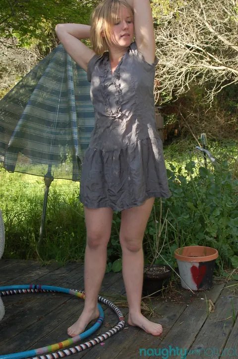 Eve Kisa: Slim Blonde Strips Off Her Dress and Spreads Her Hairy Pussy Outdoors – photo 1 of 20