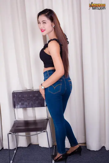 Thick Asian Trans Woman Strips Out of Her Jeans and Panties