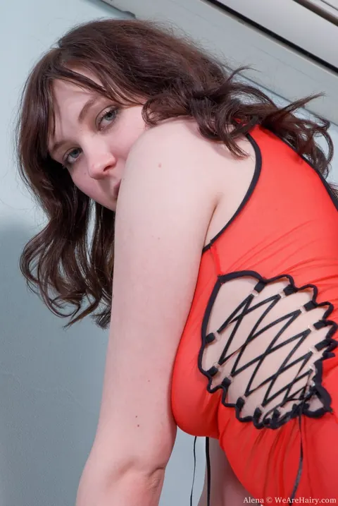 Pale Brunette Strips Off Her Fishnets and Spreads Her Hairy Pussy – photo 2 of 21
